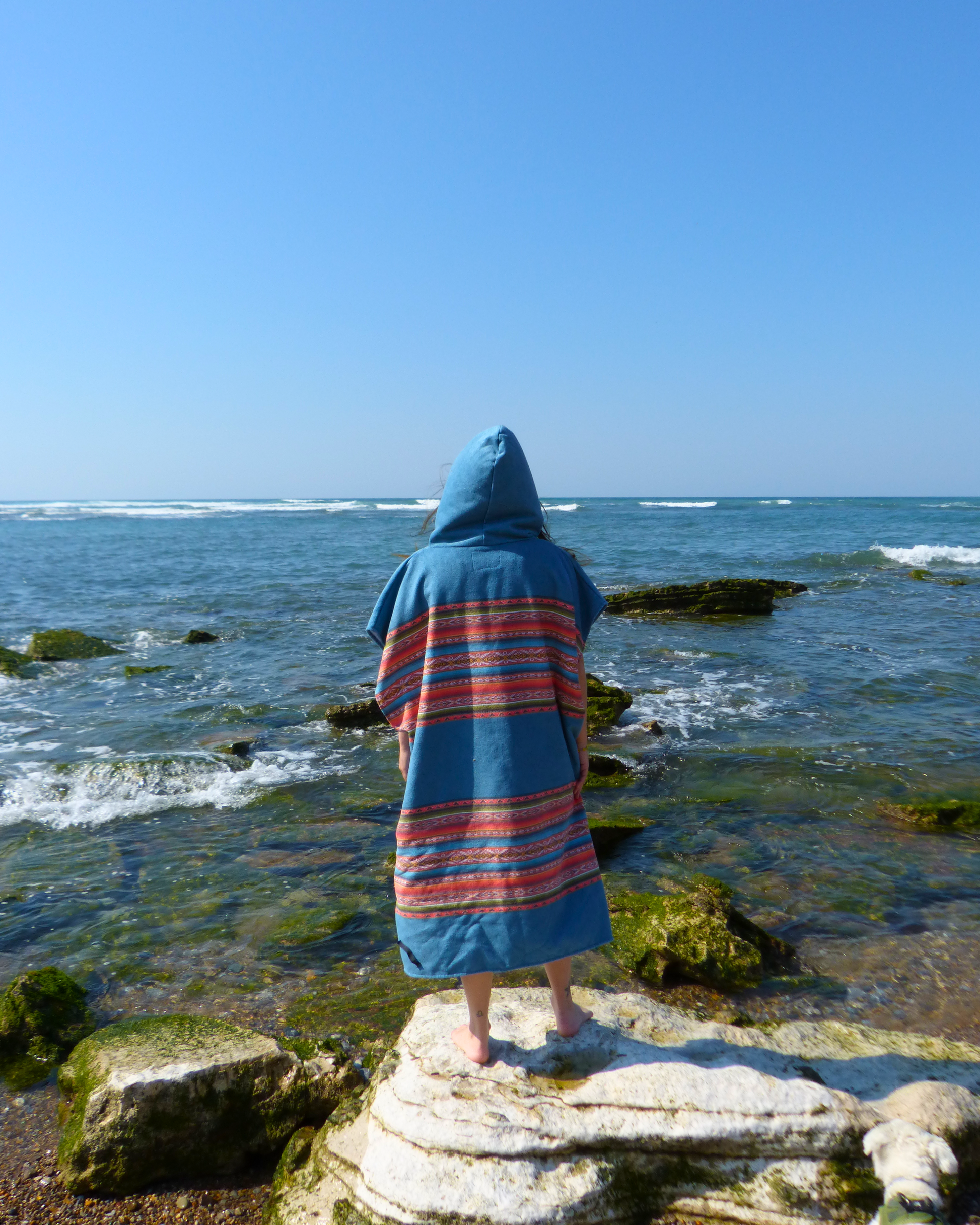 Poncho serviette bleu