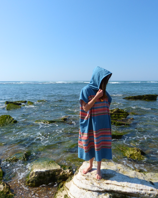 Poncho serviette bleu