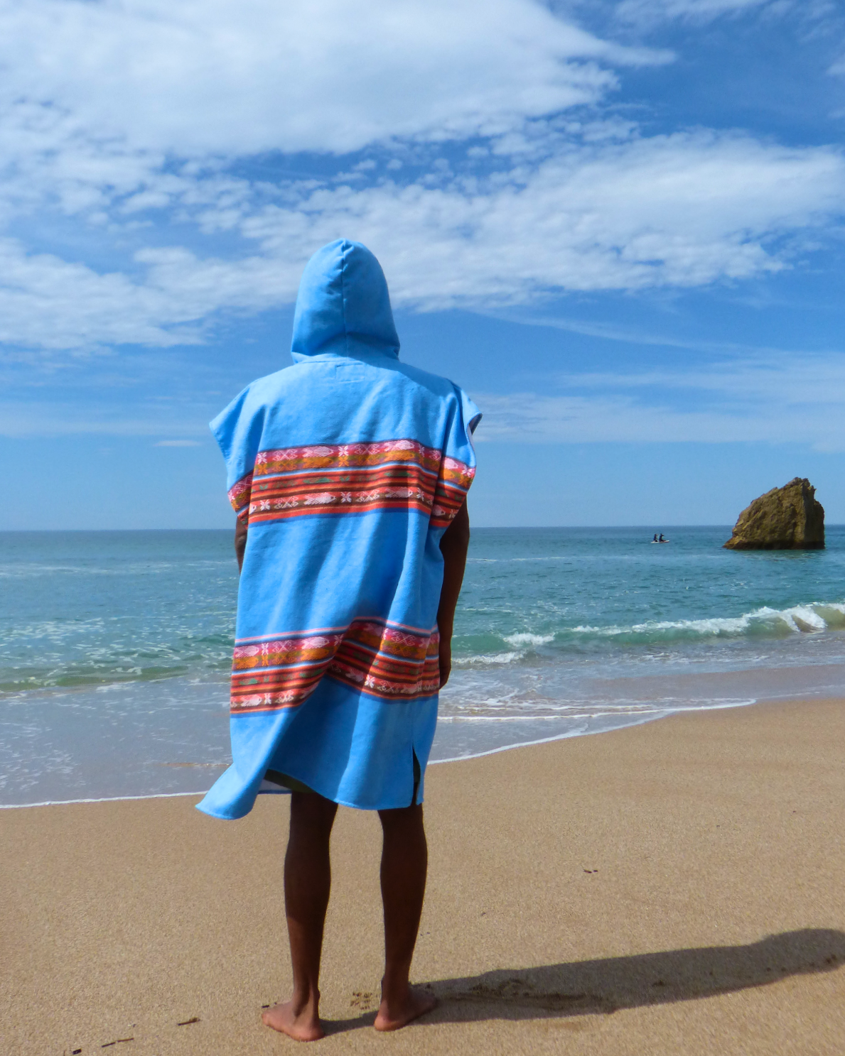 Poncho serviette bleu ciel