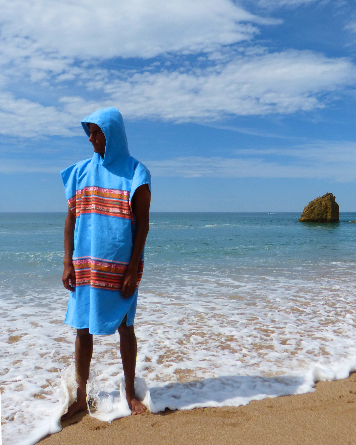 Poncho serviette bleu ciel